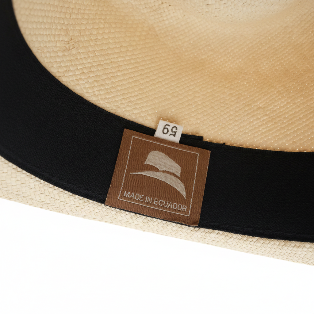 Intérieur chapeau Panama - étiquette Made in Ecuador